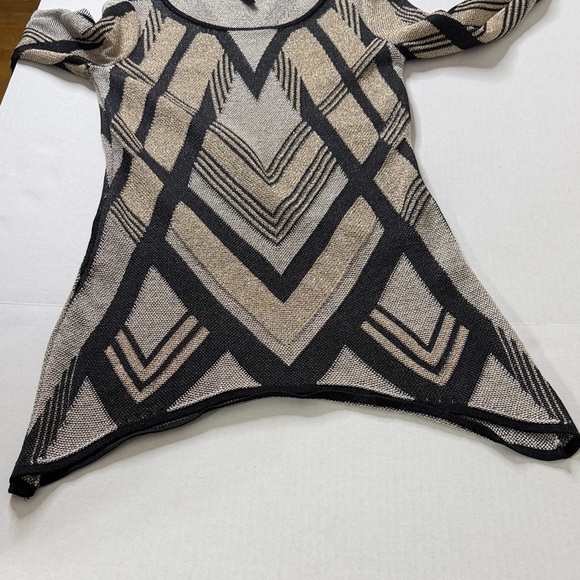 International Concepts Chevron Sweater Size XS Metallic Shimmer Sexy Scoop Neck - Picture 15 of 16